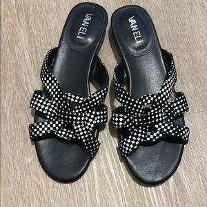 Vaneli Black and White Criss-Cross Sandals